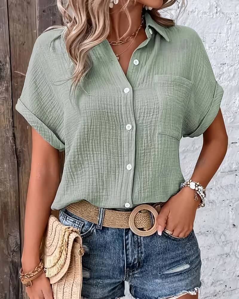 Julie™- Avslappet Sommerbluse med Knapper
