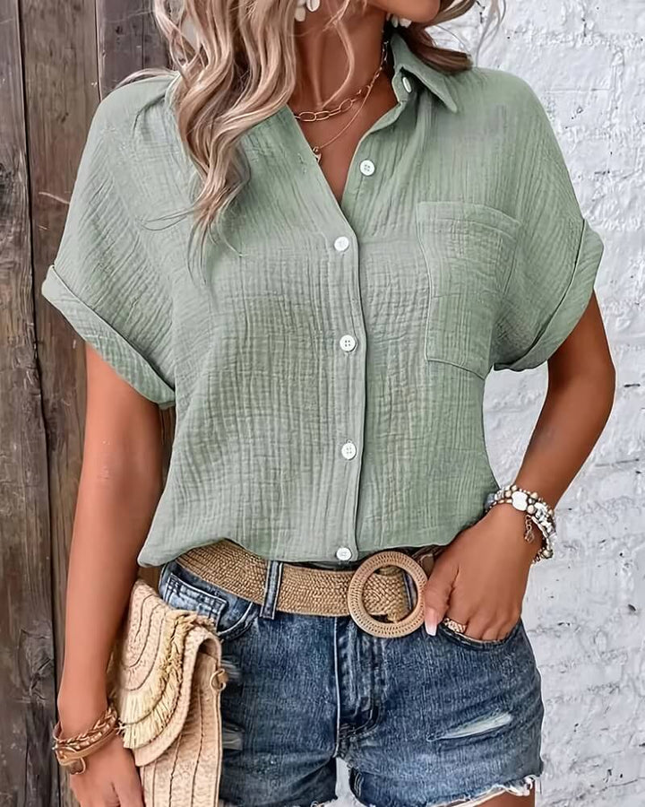 Julie™- Avslappet Sommerbluse med Knapper