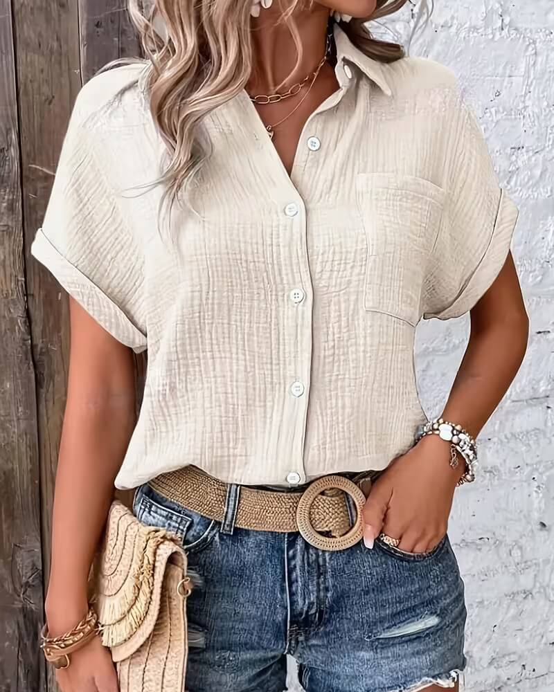 Julie™- Avslappet Sommerbluse med Knapper