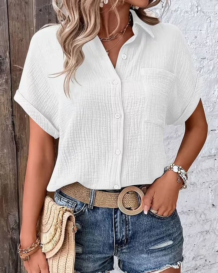 Julie™- Avslappet Sommerbluse med Knapper