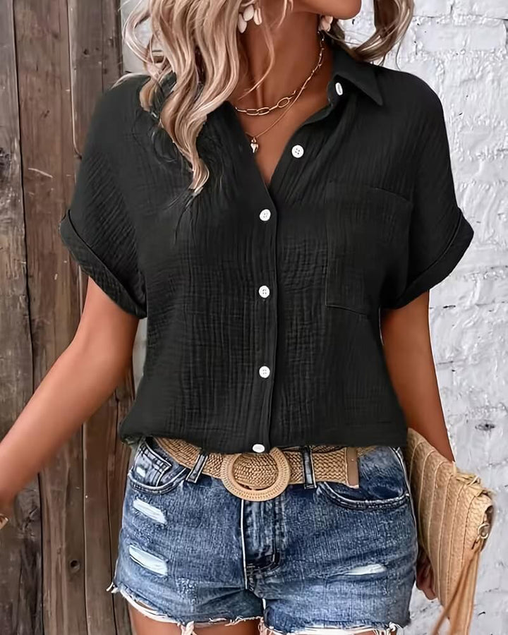 Julie™- Avslappet Sommerbluse med Knapper