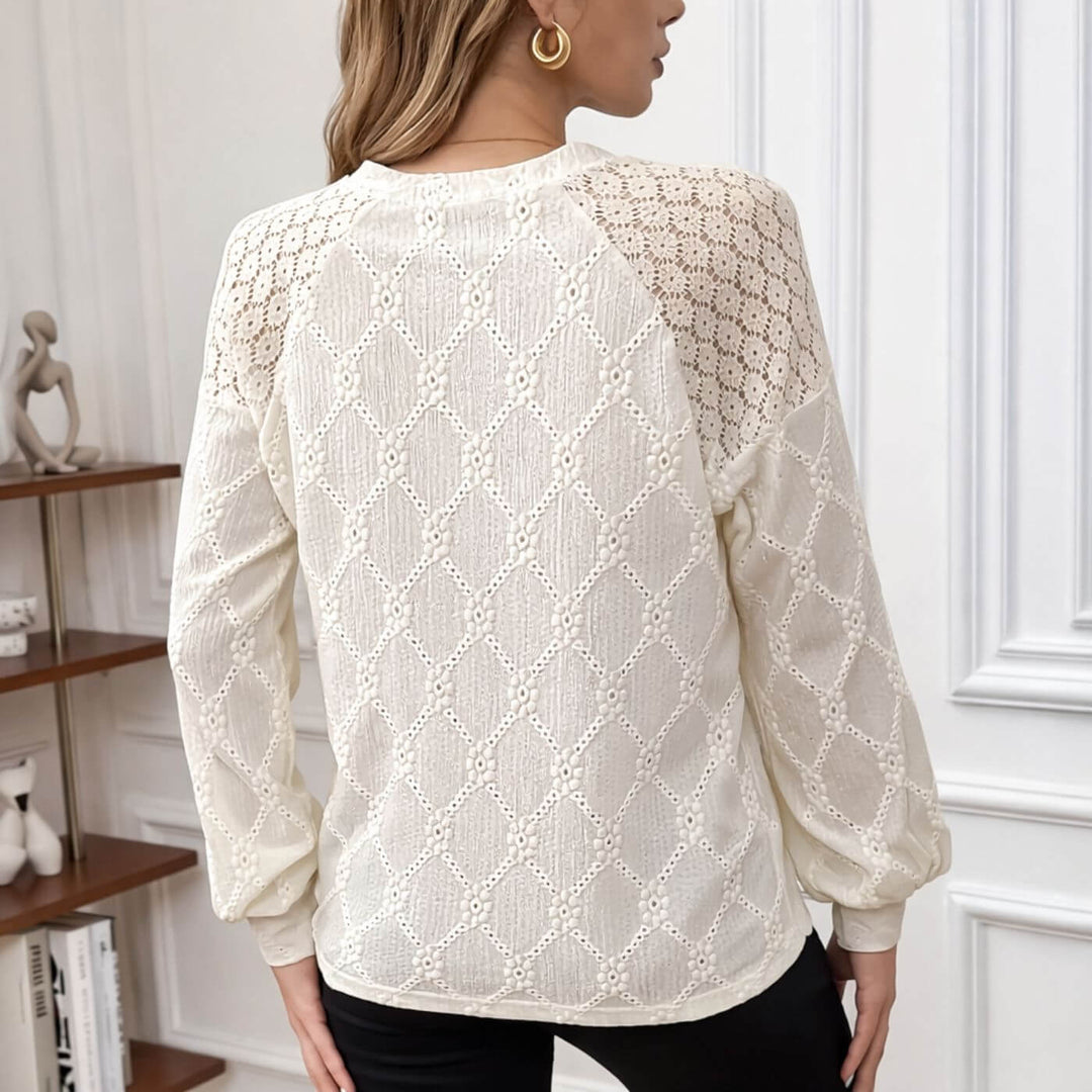 Karen™ - Stilig Mønstret Bluse med Lange Ermer