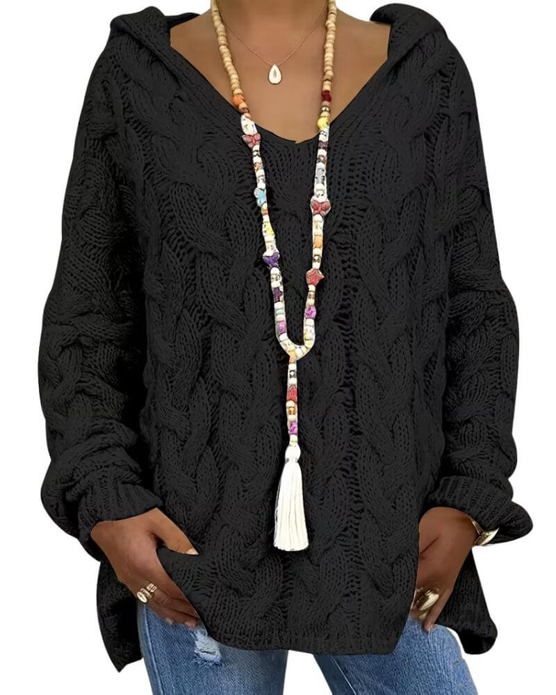 Karoline™ - Pustende Strikket Hettegenser