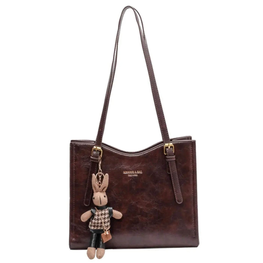 Lene™ – Bunny Charm Vintage Skulderveske i Skinn