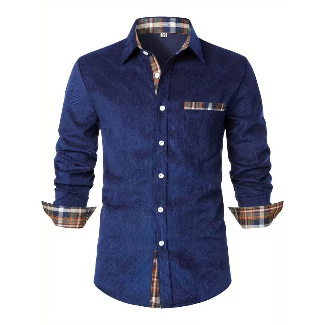 Liam™ – Cordfløyelsrutete Skjorte med Lange Ermer
