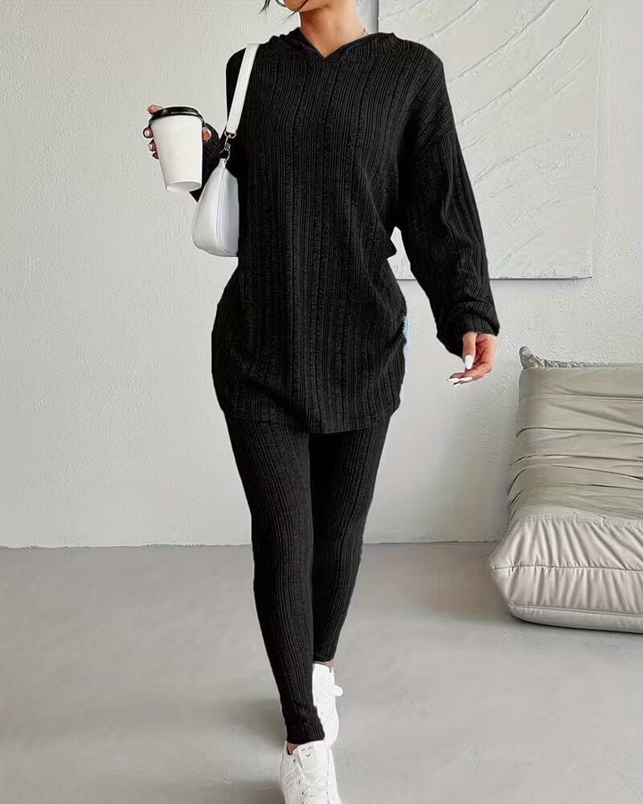 Linnea™ - Hettegenser og Bukse 2-Delt Ribbesett