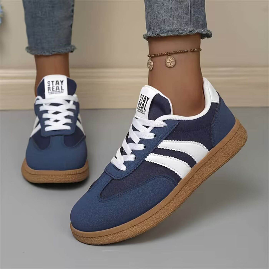Live™- Stripete Sneakers med Snøring og Rund Tå