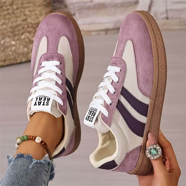 Live™- Stripete Sneakers med Snøring og Rund Tå