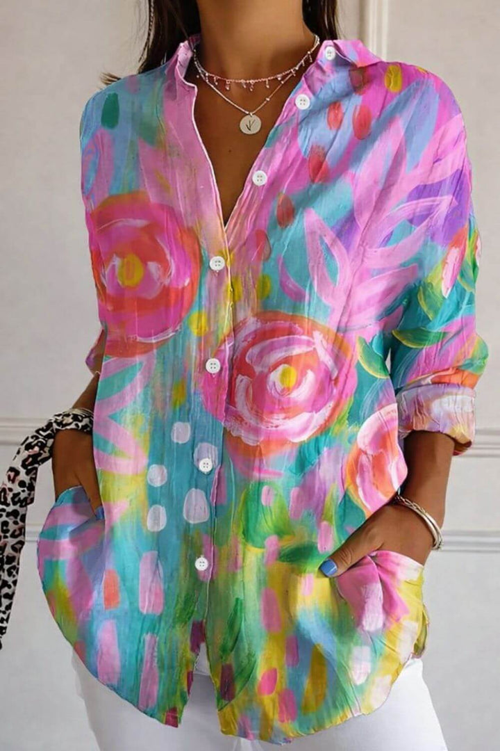 Lotte™- Fargerik Bluse med Blomsterprint
