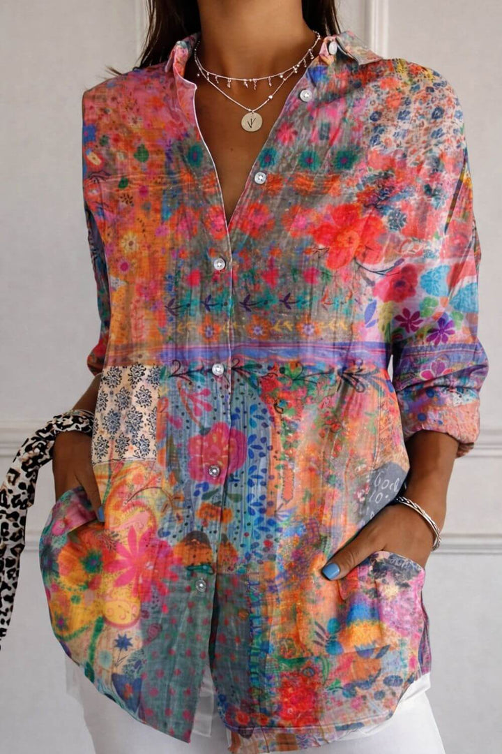 Lotte™- Fargerik Bluse med Blomsterprint