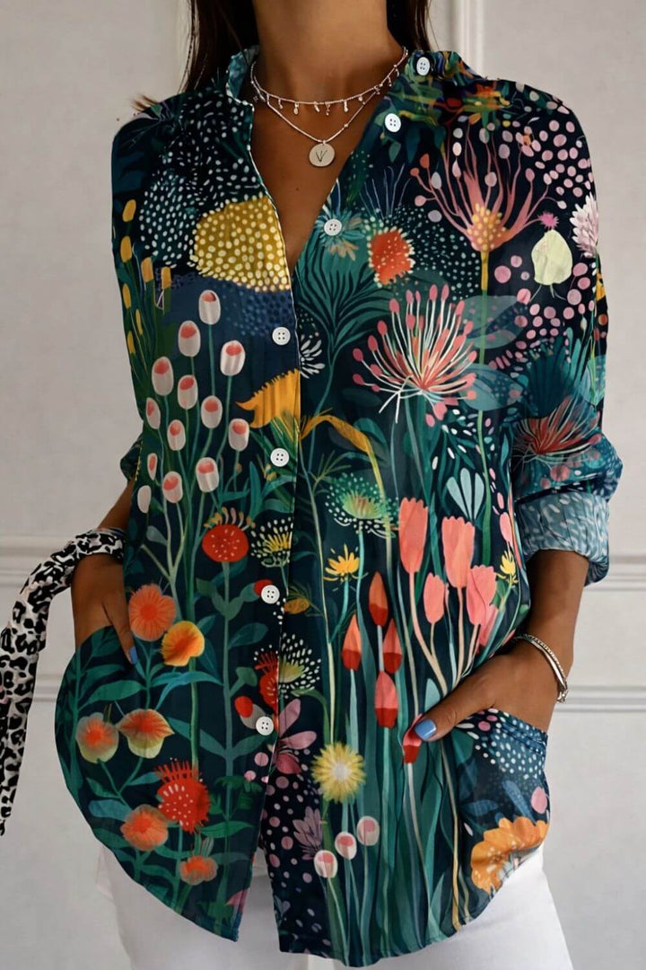 Lotte™- Fargerik Bluse med Blomsterprint