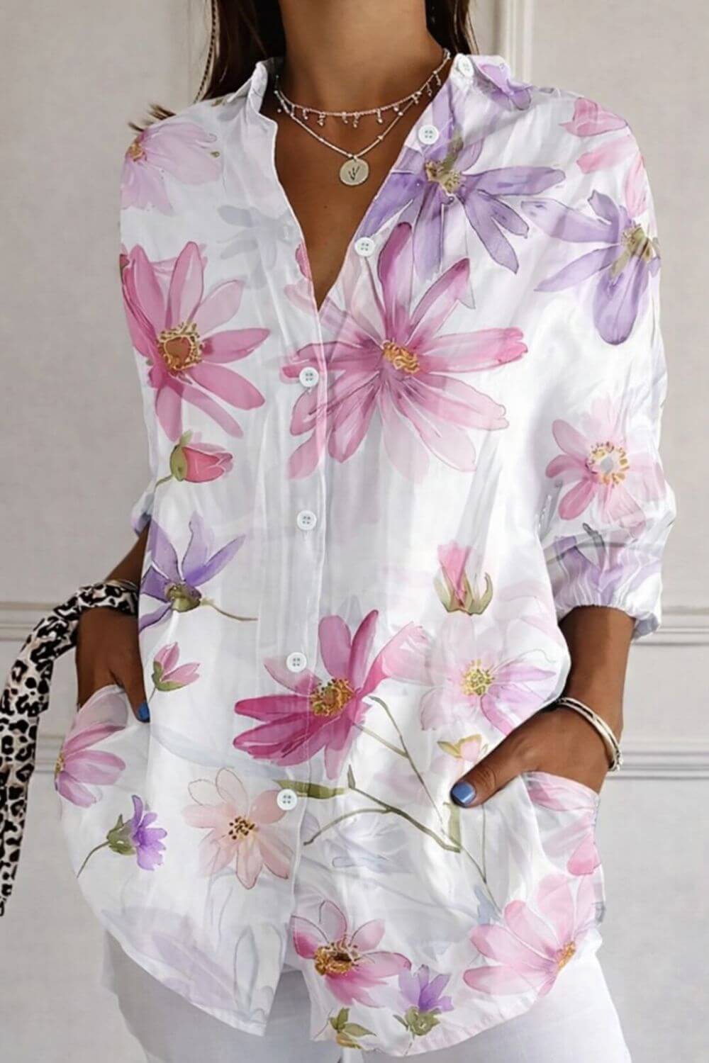 Lotte™- Fargerik Bluse med Blomsterprint