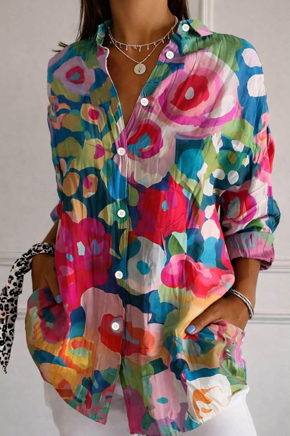 Lotte™- Fargerik Bluse med Blomsterprint