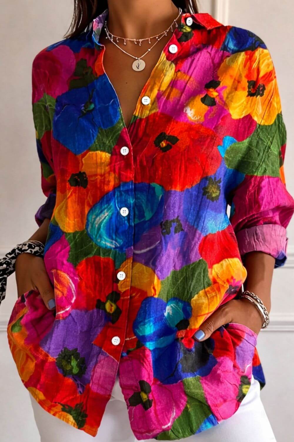 Lotte™- Fargerik Bluse med Blomsterprint
