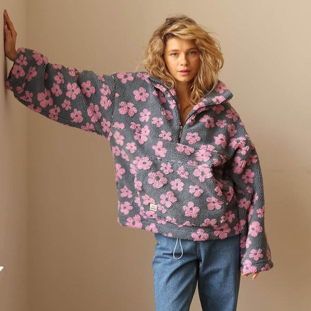 Mila™ – Tykk fleecegenser med blomster
