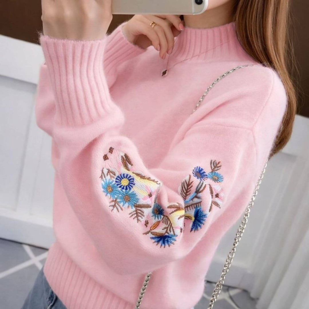 Noreva™- Komfortabel Strikkegenser med Blomstermønster