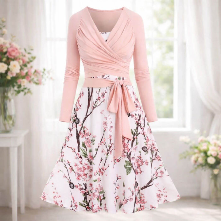 Oline™- Elegant Kirsebærblomst To-Delt Kjole