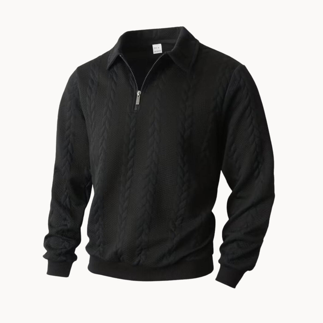 Oliver™ – Uformell genser med kvart glidelås og krage