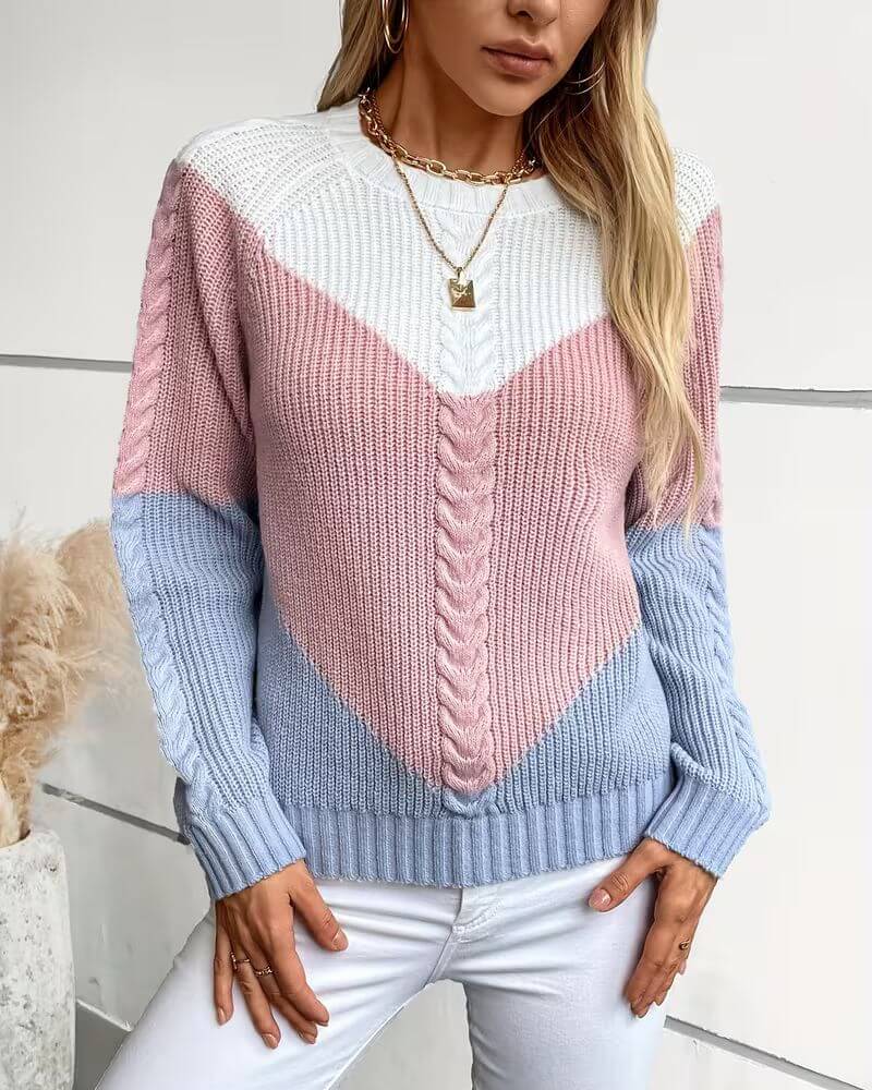Olivia™ – Flerfarget Kabelstrikket Genser
