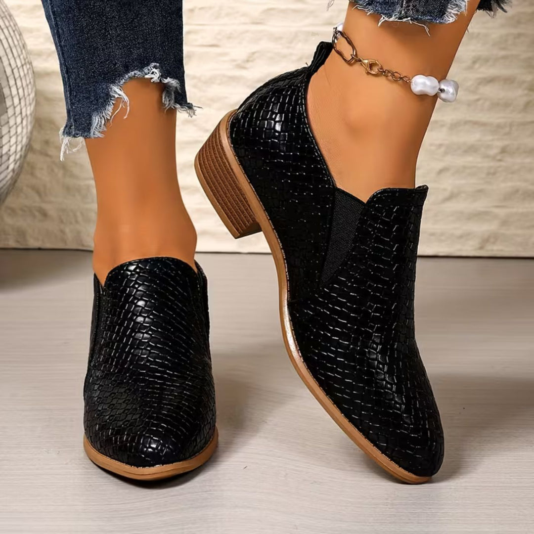 Rikke™ - Loafers med spiss tå og bred hæl