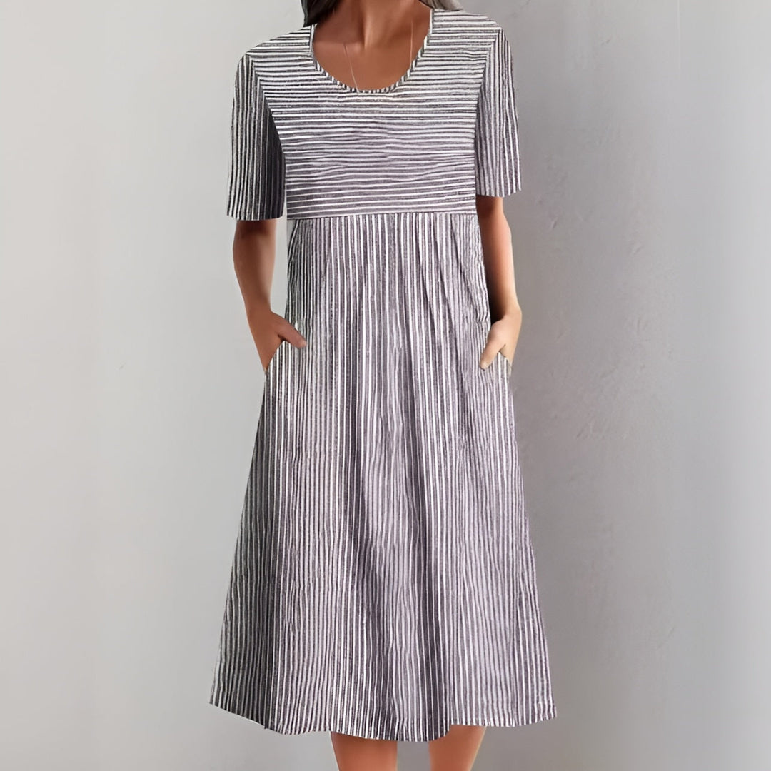Trude™ - Elegant Stripete Midikjole