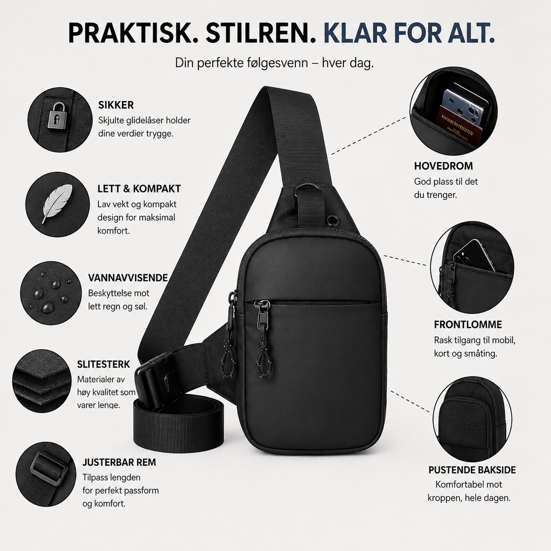 Roven™ – Justerbar Stropp Unisex Sling Brystveske