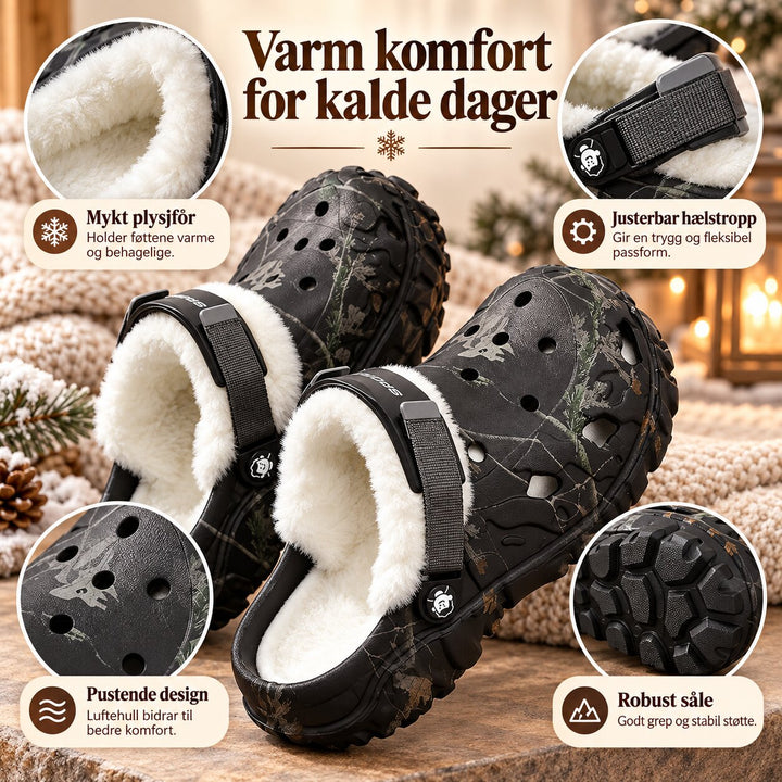 Olav™ – Pelsforede camo clogs klikkere med justerbar stropp