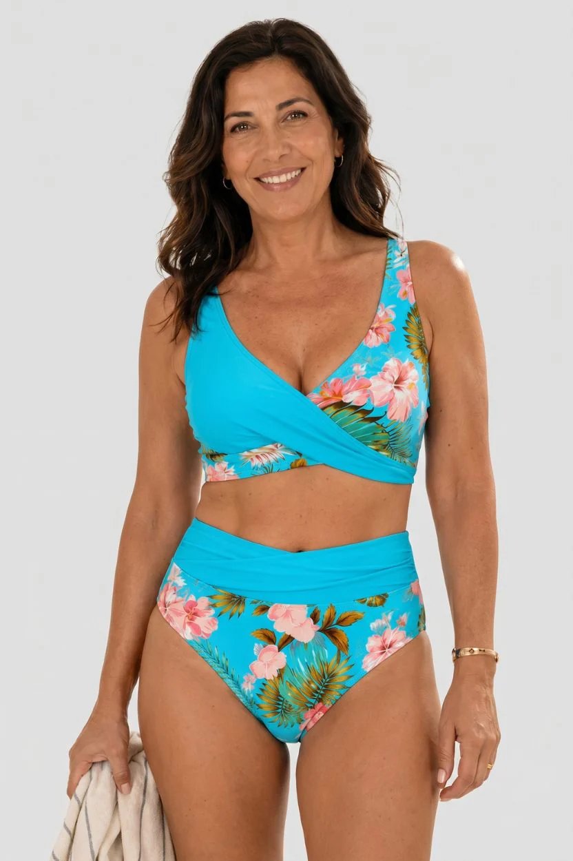 Melissa™ – Blomstrete Høy midje Wrap Bikini-sett