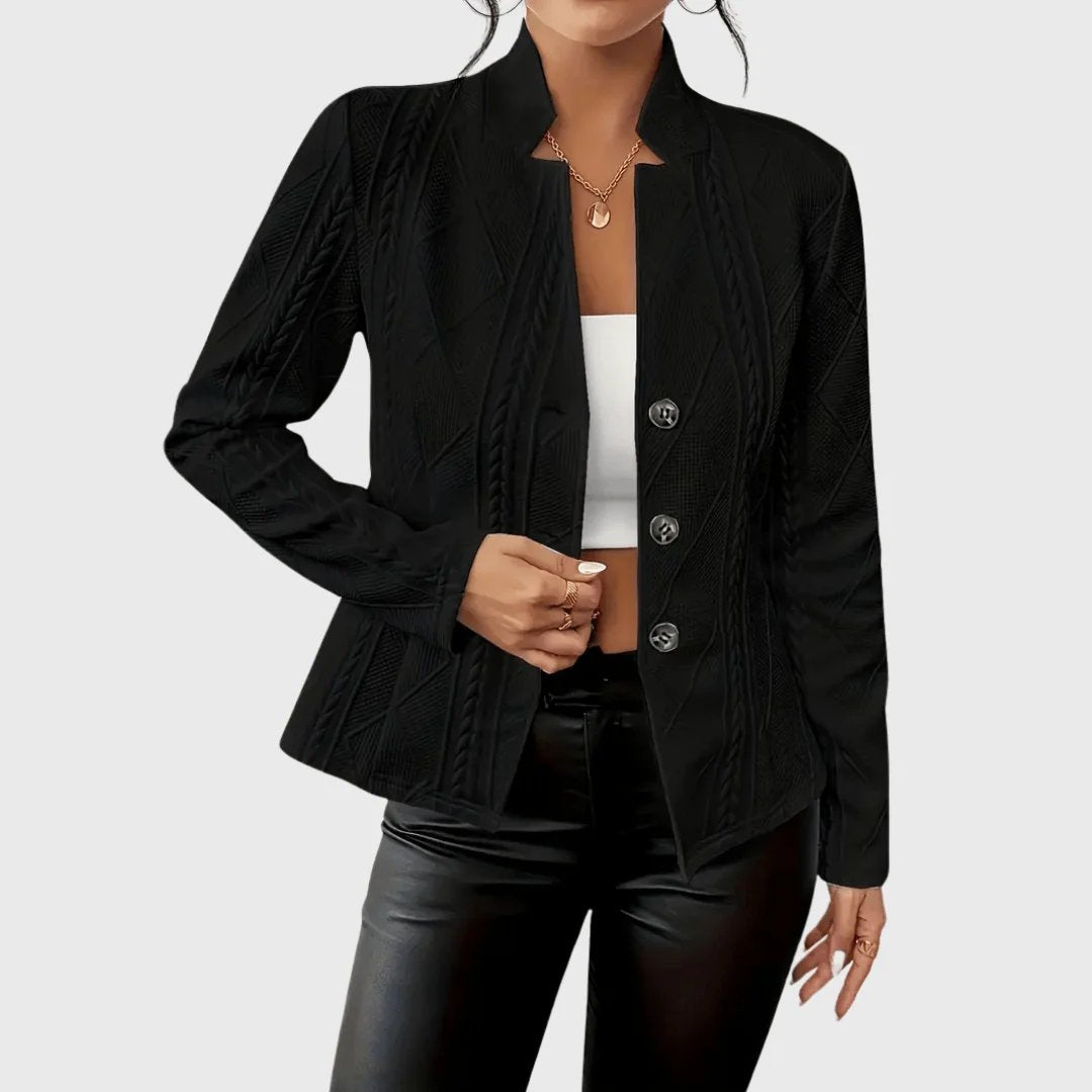 Serena™ – Teksturet Blazer med Knapp-fremme og Tett Passform