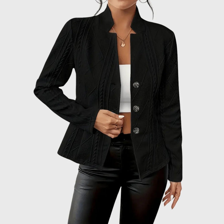 Serena™ – Teksturet Blazer med Knapp-fremme og Tett Passform