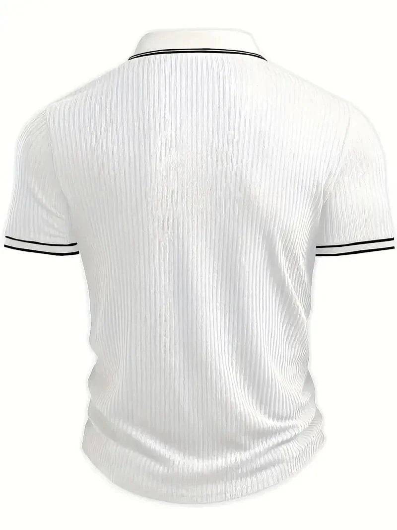 Alexander™ – Ribbed Knit Button-Front Polo Shirt