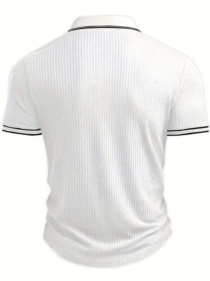 Alexander™ – Ribbed Knit Button-Front Polo Shirt