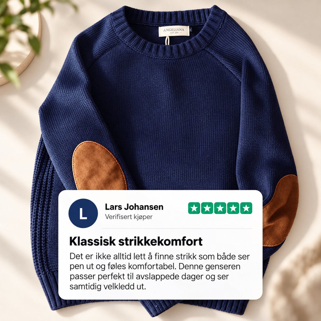 Lucas™ – Ribbete Crewneck Genser med Albuelapper