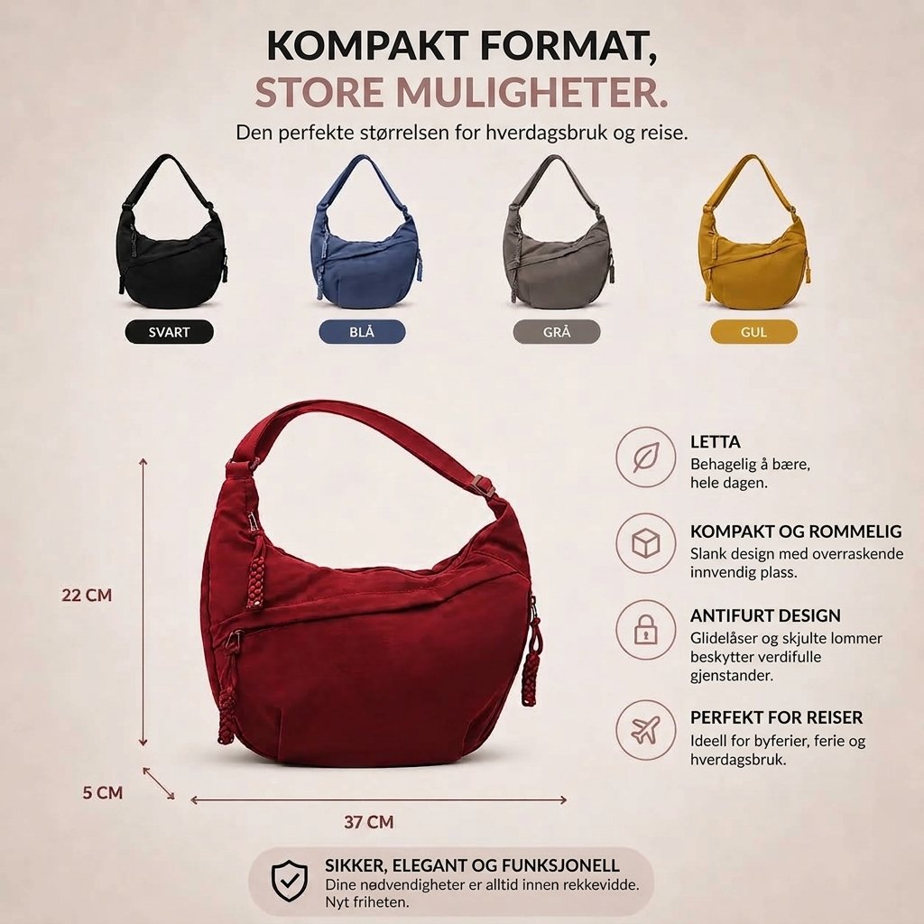 Laila™ – Justerbar Crossbody Skulderbag med Tyveribeskyttelse