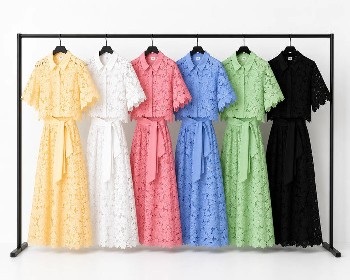 Leila™ – Button-Front Eyelet Embroidered Two Piece Set