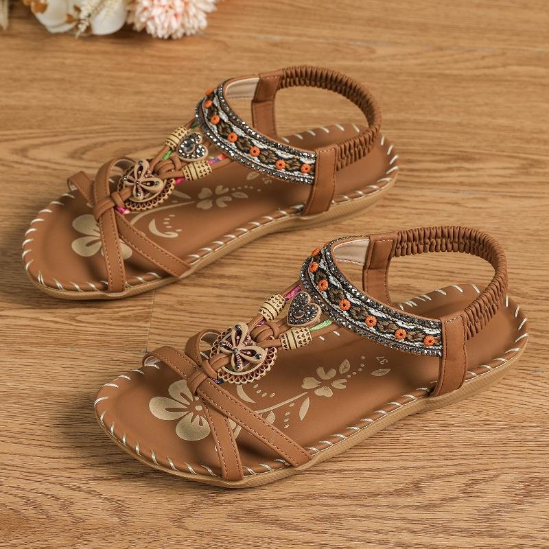 Emma™ – Boho Perlebehandlede Flate Sommarsandaler