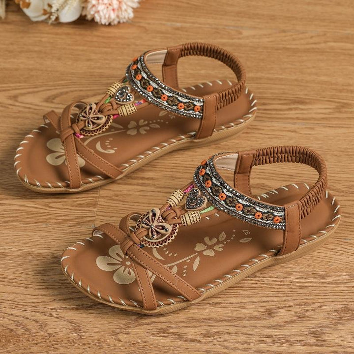 Emma™ – Boho Perlebehandlede Flate Sommarsandaler