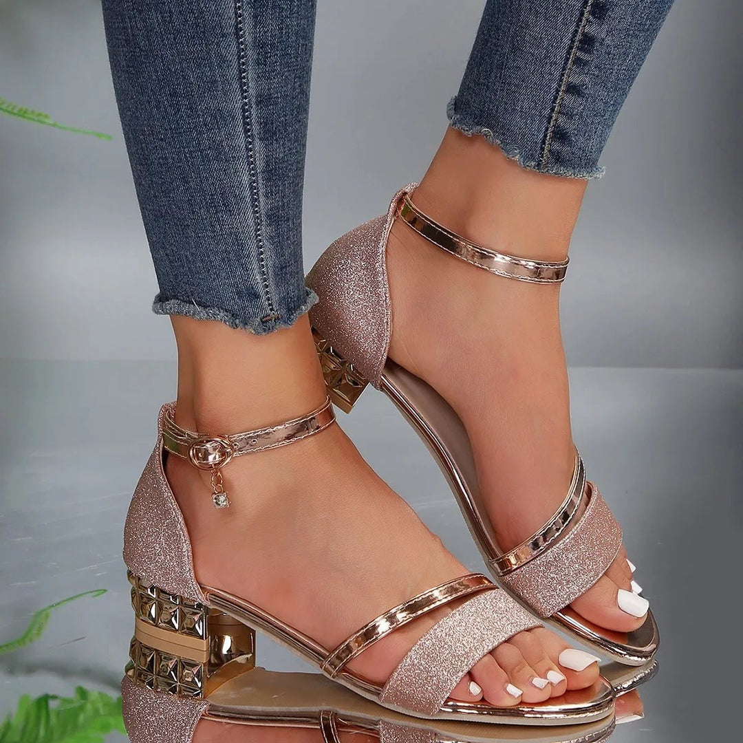 Janne™ – | Elegante ankelrem blokkhæl sandaler