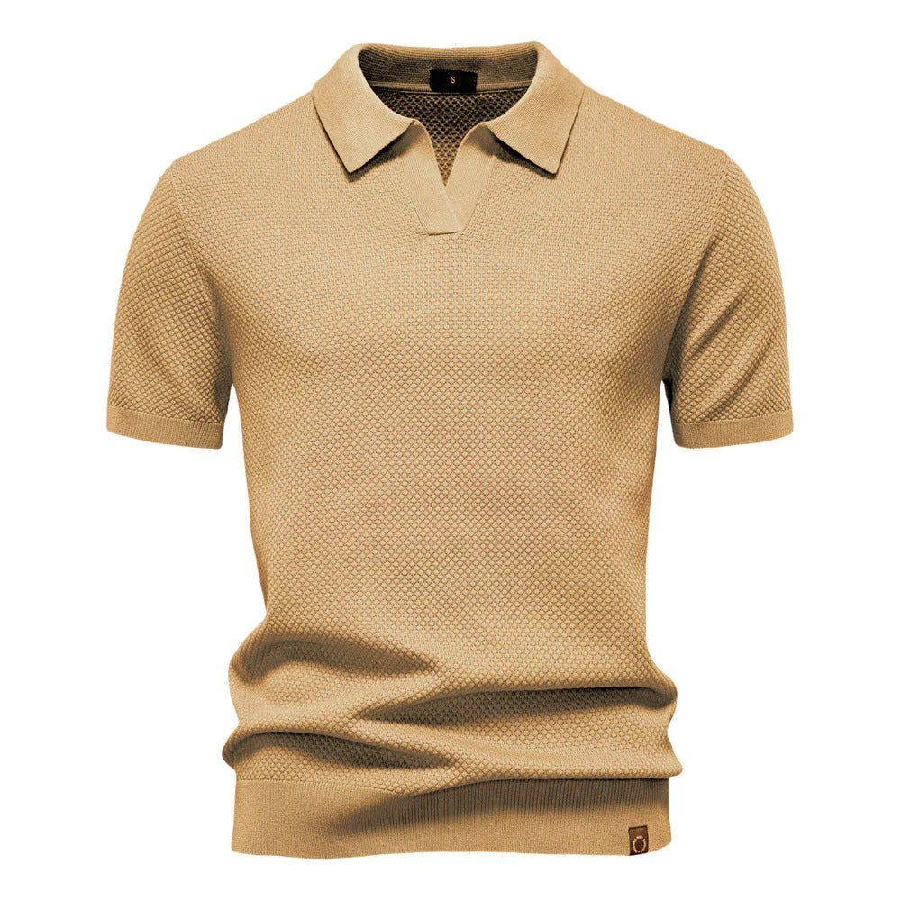 Liam™ – Strukturert Strikket Polo med Åpen Krage
