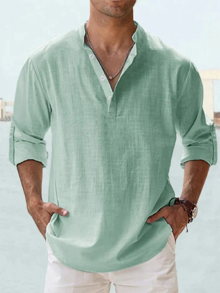 Victor™ – Henley Neck Pustende Langermet Skjorte