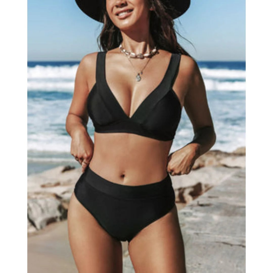 Klara™ – Høy midje V-hals bikinitopp sett