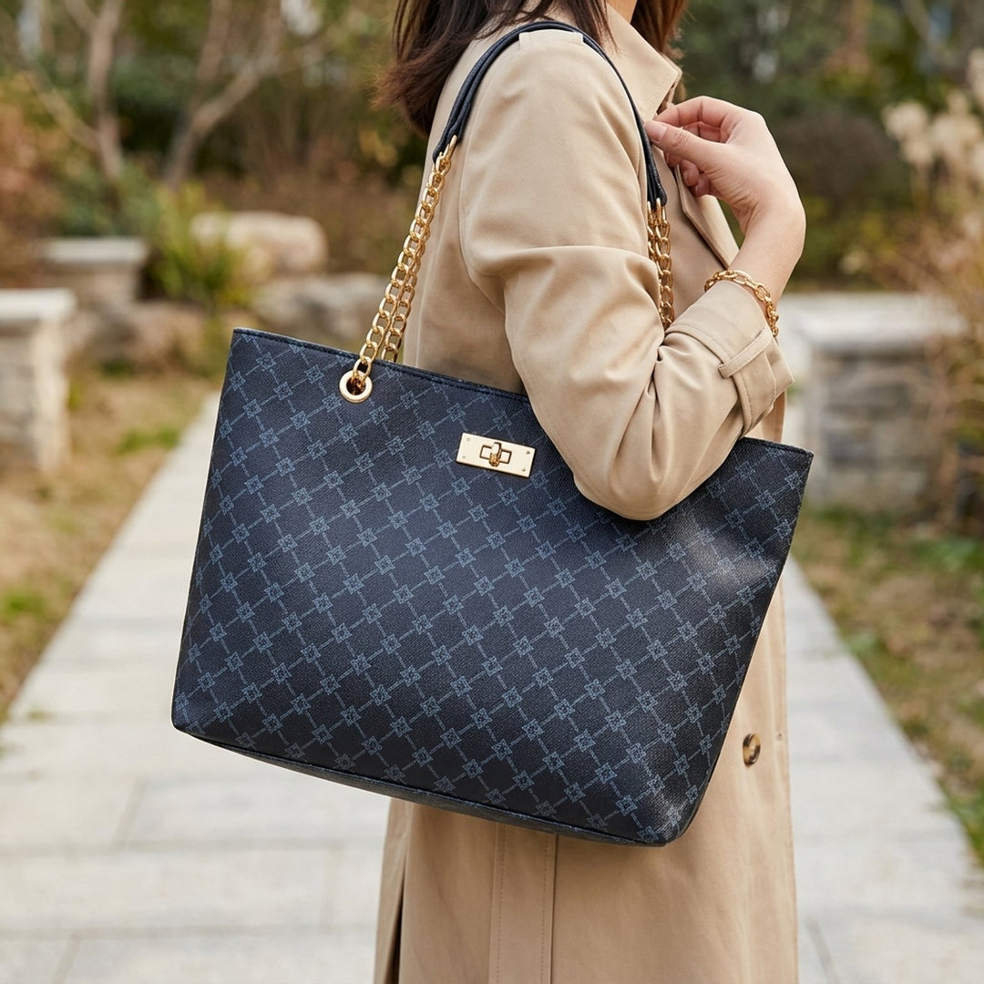 Marit™ – Luksuriøs Tote Bag med Kviltet Kjedehåndtak