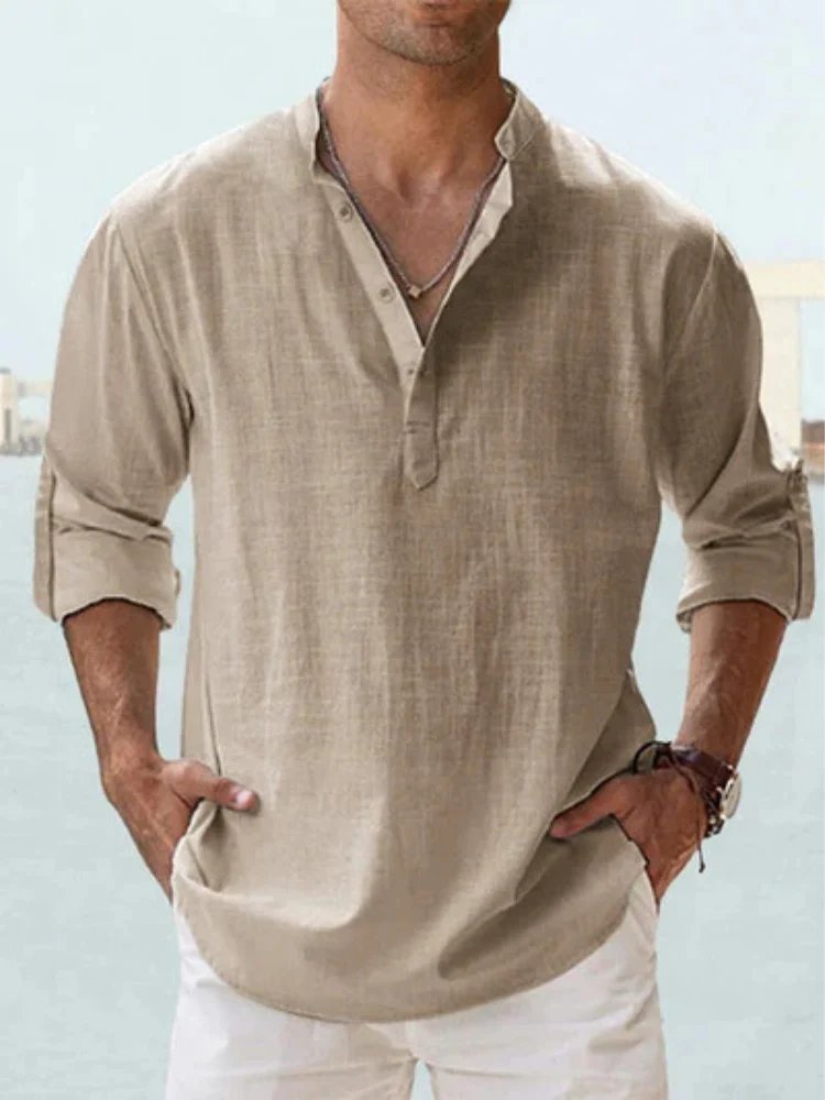 Victor™ – Henley Neck Pustende Langermet Skjorte