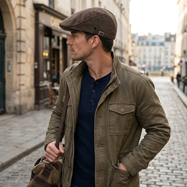 Fredrik™ – Ribbete Justerbar Vintage Flat Cap