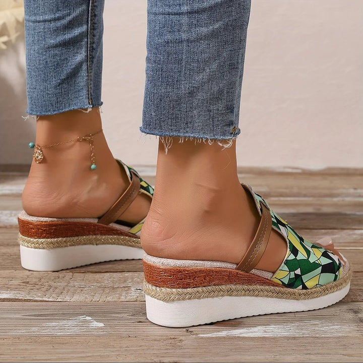 Elena™ – Boho Trykte Plattform Sandlettinger