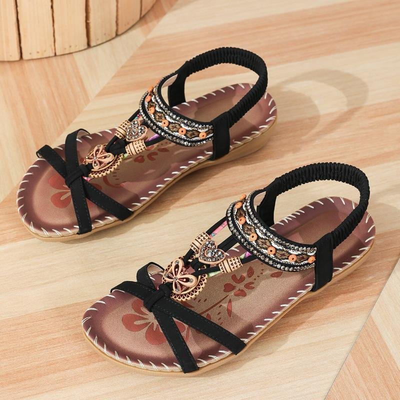 Emma™ – Boho Perlebehandlede Flate Sommarsandaler