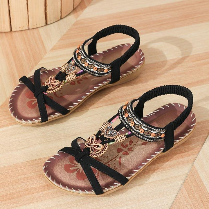 Emma™ – Boho Perlebehandlede Flate Sommarsandaler