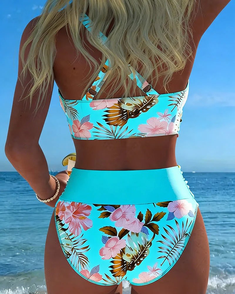 Olea™ – Trådløs Tankini-sett med Blomstertrykk