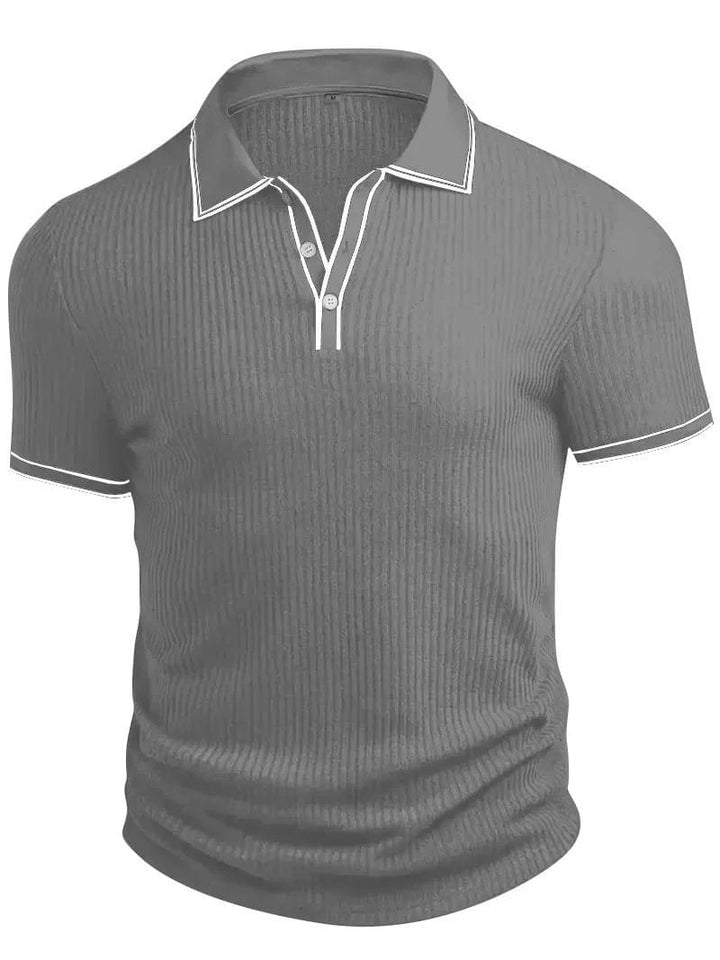 Alexander™ – Ribbed Knit Button-Front Polo Shirt