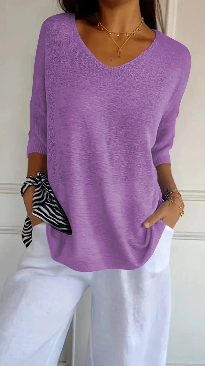 Sigrid™ – Lettstrikket V-hals Topp